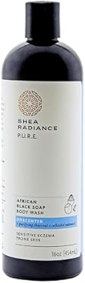 Shea Radiance African Black Soap Body Wash Unscented 16 oz