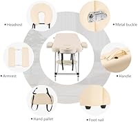 YOUNIKE Portable Massage Table with Backrest, White — image 3