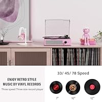 FEKTIK Vintage Vinyl Record Player M49Pink — image 4