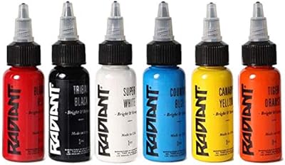 Radiant Tattoo Ink 6 Popular Color Kit 1/2oz