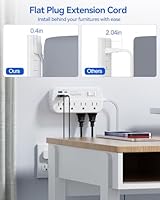 Navoltio 15 FT Flat Extension Cord with Surge Protector and USB Ports — image 5