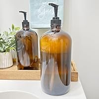 Cornucopia Brands 32-Ounce Amber Glass Lotion Pump Bottles (2-Pack) — image 2