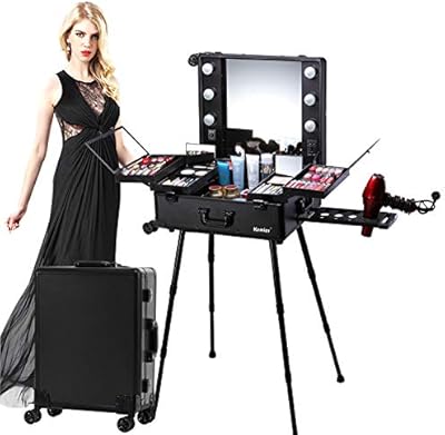 Kemier Makeup Case Professional Artist Studio Cosmetic Train Table