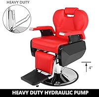 Paddie Red Barber Chair Heavy Duty Reclining Hydraulic — image 3
