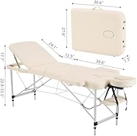 YOUNIKE Portable Massage Table with Backrest, White — image 2
