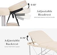 YOUNIKE Portable Massage Table with Backrest, White — image 5