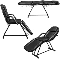OmySalon Massage Salon Tattoo Chair with Hydraulic Stool, Black — image 2