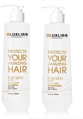 Luxliss Keratin Daily Care Shampoo and Conditioner Set, 16 Fl Oz