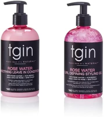 tgin Rose Water Smoothing Leave-In Conditioner & Defining Styling Gel Set, 13oz