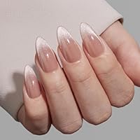 VSALON Cat Eye Press On Nails French Tip Nude — image 3