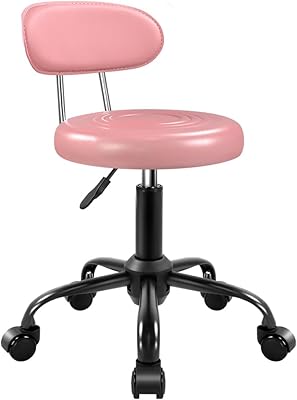 WKWKER Rolling Stool with Wheels (Pink)