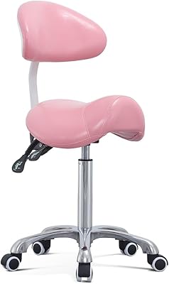 Antlu Saddle Stool Rolling Chair (Pink)