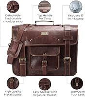 Hulsh Full Grain Leather Messenger Bag for Men 16-inch Laptop Briefcase — image 3