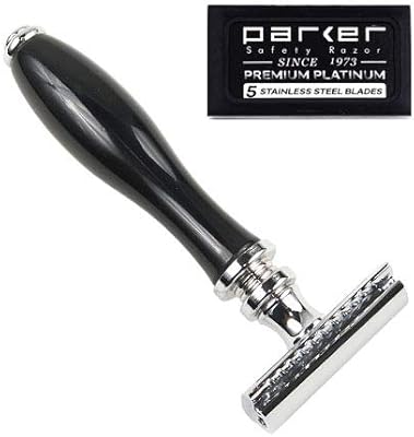 Parker 111B Ebony Handle Three‑Piece Double‑Edge Safety Razor