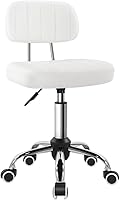 BFTOU White Square Swivel Stool with Backrest — image 1