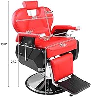 Paddie Red Barber Chair Heavy Duty Reclining Hydraulic — image 2