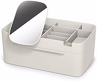 Joseph Joseph Viva Makeup Cosmetic Storage Organizer with Drawer, Large with Mirror, Cream — image 1