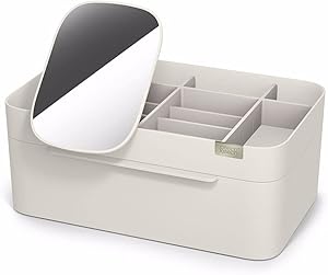 Joseph Joseph Viva Makeup Cosmetic Storage Organizer with Drawer, Large with Mirror, Cream Review