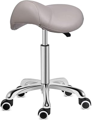 Kaleurrier Saddle Stool Rolling Swivel Chair (Grey)