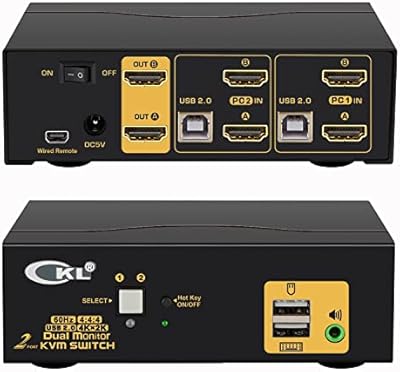 CKL 2x2 KVM Switch Dual Monitor HDMI 2.0 4K 60Hz