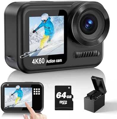 DuaFcoh 4K60FPS WiFi Action Camera 64MP