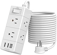 Tcstei 15Ft Extension Cord Power Strip with 6 AC Outlets and 3 USB Ports — image 1