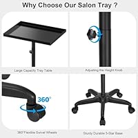 FLOLXNB Salon Tray Cart Premium Metal Tattoo Tray Rolling Trolley — image 4