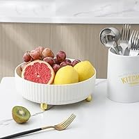 Anyoifax 360 Degree Rotating Makeup Organizer Tray, Large Ivory White — image 4