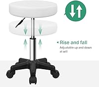 FURWOO Round Rolling Stool with Wheels - White — image 5