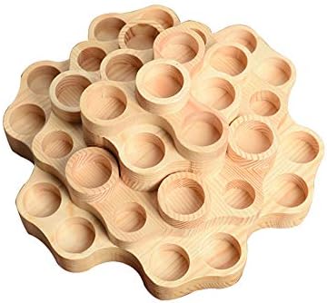 Meao 4-Tier Round Rotatable Honeycomb Shape Wooden Essential Oil Display Organizer