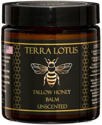 Terra Lotus Organic Grass-Fed Beef Tallow Balm with Raw Honey 4oz Unscented