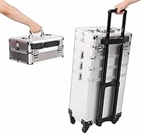 CAMORSA 4 in 1 Rolling Makeup Train Case, Silver — image 5