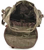 WUDON Men Travel Backpack, Genuine Leather-Waxed Canvas Shoulder Hiking Rucksack — image 6