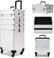 CAMORSA 4 in 1 Rolling Makeup Train Case, Silver — image 1