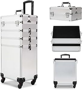 CAMORSA 4 in 1 Rolling Makeup Train Case, Silver Review