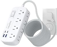 Navoltio 15 FT Flat Extension Cord with Surge Protector and USB Ports — image 1