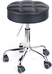 Leopard Rolling Stool, Adjustable Work Medical Stool with Wheels - Black Review