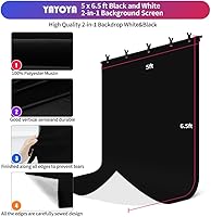 YAYOYA 5x6.5ft Black White Backdrop Screen with Stand Kit — image 4