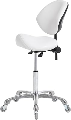 FRNIAMC Ergonomic Saddle Stool with Backrest (White)