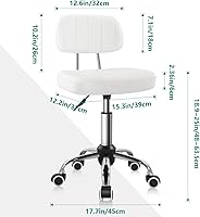 BFTOU White Square Swivel Stool with Backrest — image 2