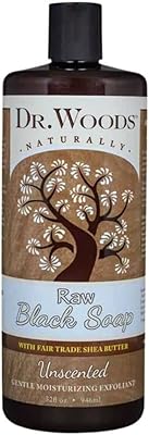 Dr. Woods Raw Moisturizing Black Unscented Soap, 32 Ounce