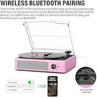 FEKTIK Vintage Vinyl Record Player M49Pink — image 3