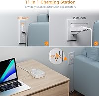 TESSAN TS-1026-C Flat Plug 20 FT Extension Cord Surge Protector with 8 AC Outlets and 3 USB Ports — image 3