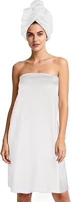 FABBRICA HOME Super Absorbent Quick Dry Spa Bath Wrap and Hair Turban Set, One-Size, White