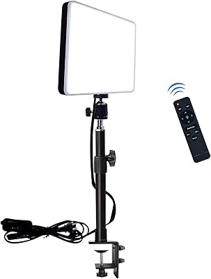DImotliyor LED Desk Bi-Color Video Light with C-Clamp Stand