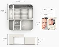 Joseph Joseph Viva Makeup Cosmetic Storage Organizer with Drawer, Large with Mirror, Cream — image 3