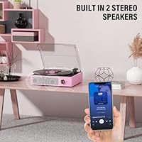 FEKTIK Vintage Vinyl Record Player M49Pink — image 6