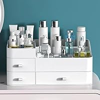 MIUOPUR White Makeup Organizer with 3 Drawers — image 1