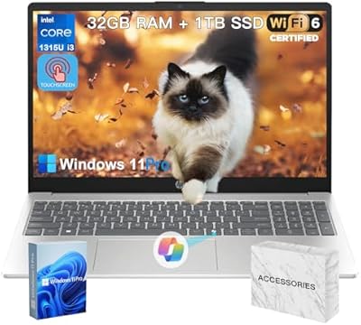 HP 2025 15.6″ Touchscreen Laptop, Intel i3 1315U, 32GB RAM, 1TB SSD