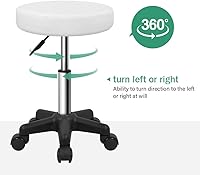 FURWOO Round Rolling Stool with Wheels - White — image 4